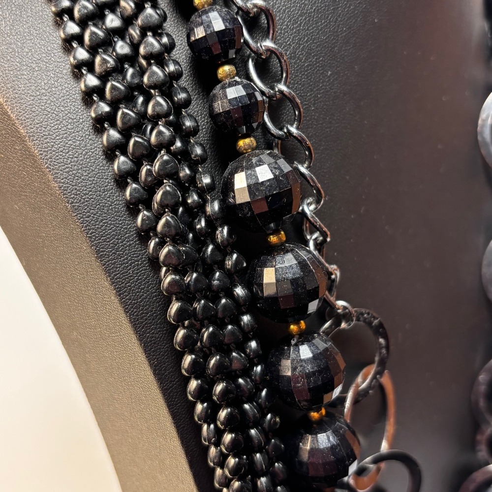 Necklace Lot Black Metal Acrylic Beads Retro Boho Goth - Picture 4 of 11